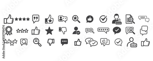 Social media icons and symbols for communication and feedback