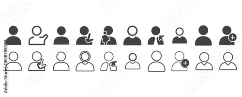 A set of vector icons representing user profiles and groups,Transparant background