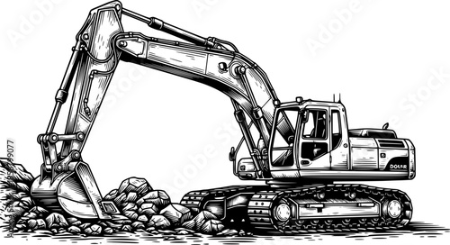 Detailed Excavator Illustration