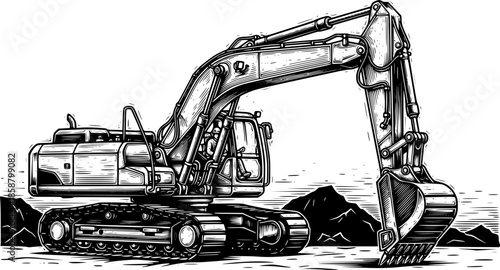 Detailed Excavator Illustration