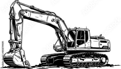 Detailed Excavator Illustration