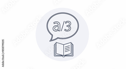 Language learning book with speech bubble icon.