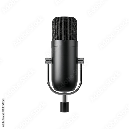 Microphone on Stand Placed on a Table Under Bright Light in a Studio Setting