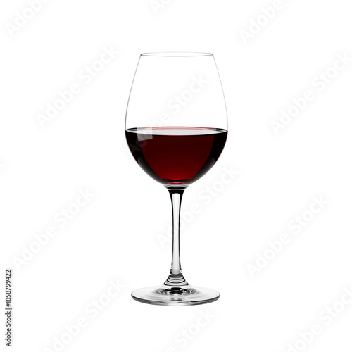 Glass of Red Wine Placed on a Simple White Background in a Still Arrangement