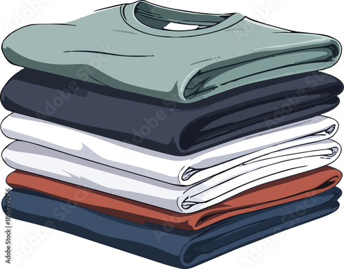 Stack of Folded T Shirts with One Corner Lifted by Gentle Breeze for Minimal Apparel and Clothing Presentation