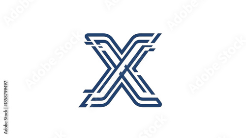 Modern blue abstract letter X logo design element on white background.
