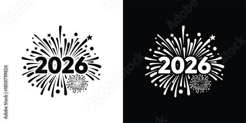 2026 New Year Fireworks Explosion Celebration Vector Icon
