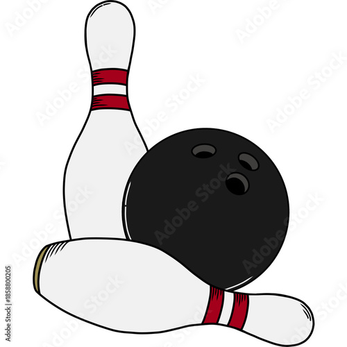 bowling ball and pins