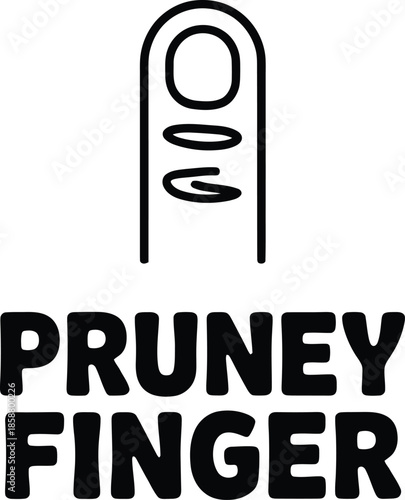 PRUNEY Finger vector logo with stylized fingertip wrinkles in minimal red design, ideal for bath, skincare, or hygiene branding.