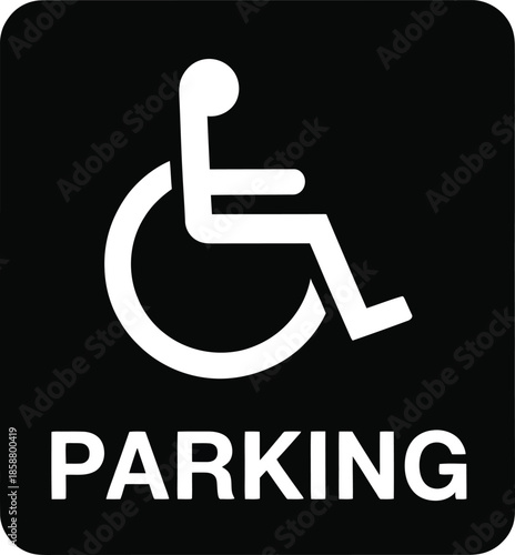 Accessible wheelchair parking vector sign for ADA compliance, featuring bold iconography and clear labeling for visibility.