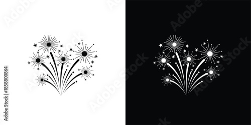 Festive Firework Display with Stars and Sparkles Vector Icon