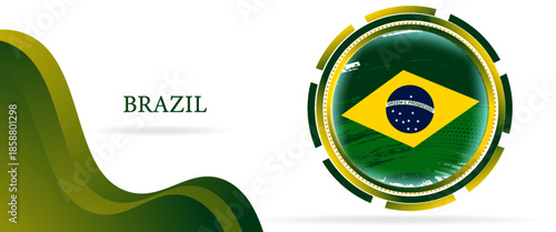 Abstract watercolor brush stroke flag for independence day of Brazil