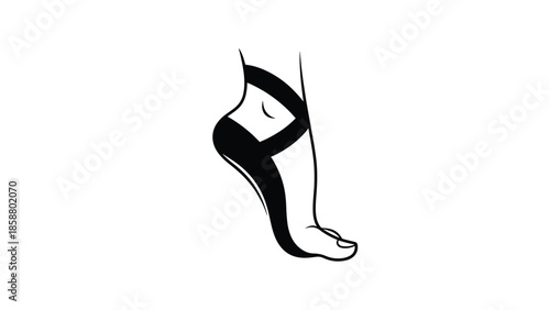 Stylized black tape on a human foot and ankle