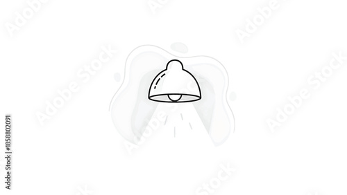 A minimalist outline drawing of a pendant light fixture emitting rays of light onto a soft, abstract background