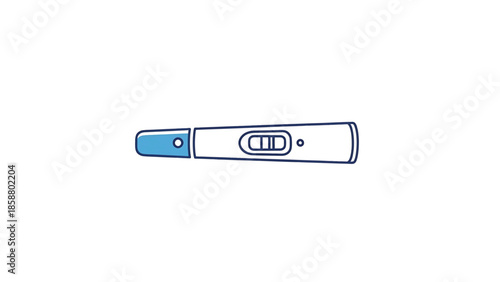 Simple line drawing of a pregnancy test with blue accents
