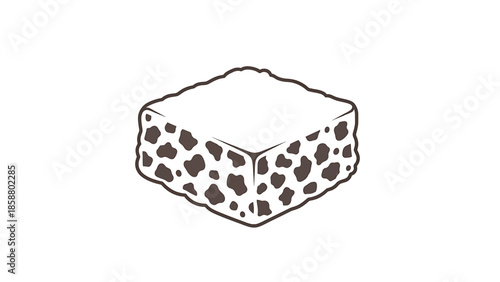 A simple line drawing of a cube with a spotted pattern on its sides