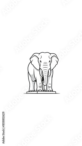 Minimalist line art of an elephant with large ears and a trunk, on a simple base