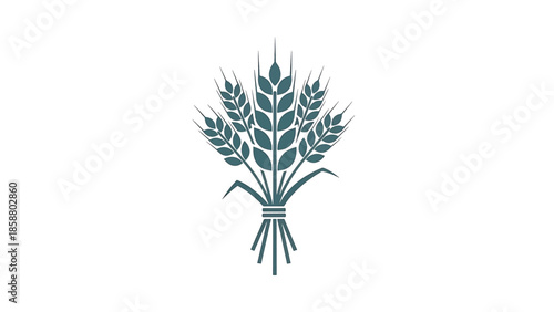 Stylized teal wheat stalks tied together against a white background