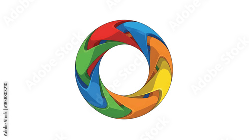 A swirling, colorful ring shape with a white background