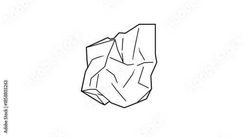 Abstract linear depiction of a crumpled, angular object against a plain background