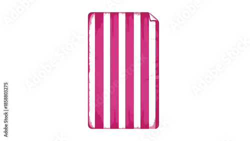 A folded rectangular towel with pink and white stripes