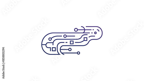 Abstract circuit board lines and shapes forming a flowing, organic pattern