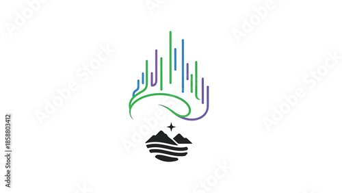 Aurora Borealis above mountains and water