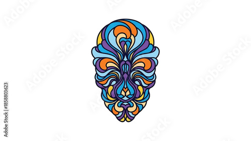 Abstract colorful face mask with swirling patterns