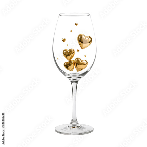 Glass Filled With Golden Hearts for a Celebration in a Warm Setting