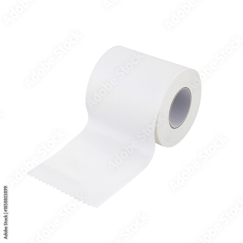 White Roll of Paper on a Plain Background With an Unrolled Section Showing Se...