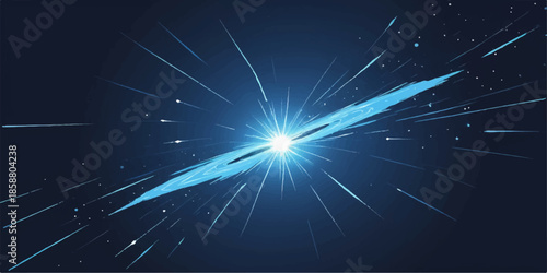 An abstract blue night sky illustration featuring a bright explosion of glowing magic stars and festive xmas sparkler firework energy for a celebration holiday design
