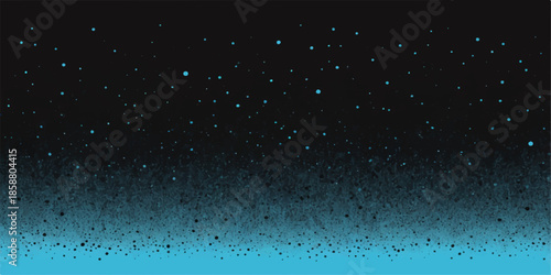 A seamless loop of rain drops on a dark window reflects a starry night sky with blue galaxy particles and winter snowflakes falling through the deep black universe