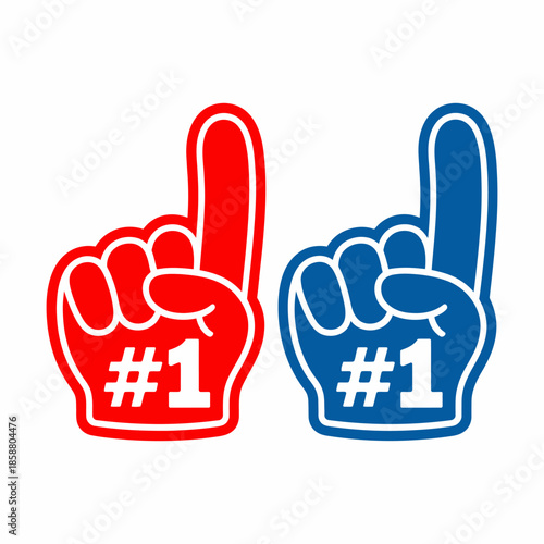 Foam Fan Finger Hand Number One Vector Illustration Sports Glove Cheer Prop Supporting Team in Championship Game Perfect for Stadium Events Posters Merchandise and Fan Design