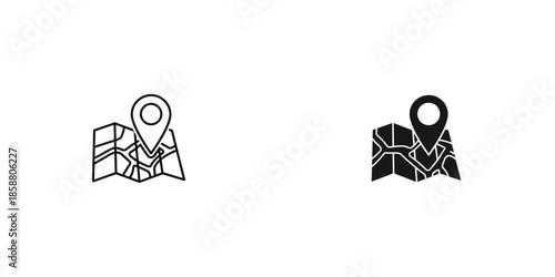 Map with Location Marker and Magnifying Glass