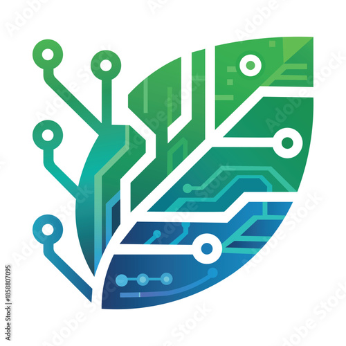  Green Tech Tree Circuit Board Growth Vector Illustration

