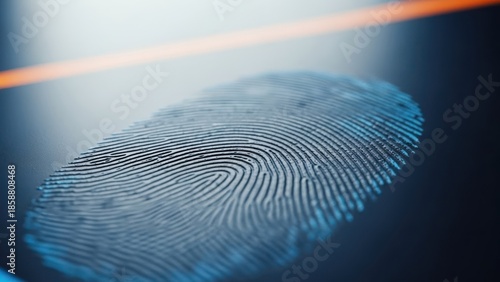 Wallpaper Mural Extreme close-up of a textured fingerprint scan with glowing orange lines Torontodigital.ca