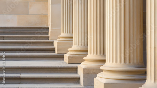 Wallpaper Mural Architectural grandeur unfolds with stately pillars and elegant stone steps, bathed in soft light. A timeless scene of strength & classical design. Torontodigital.ca