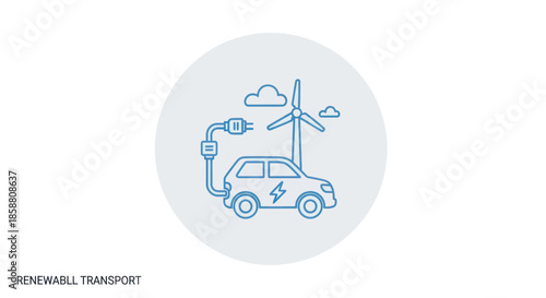 Electric car powered by wind energy, renewable transport concept.