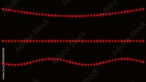 Glowing Deep Red Hanging String Lights with Gentle Sway and Flicker Animation 4K