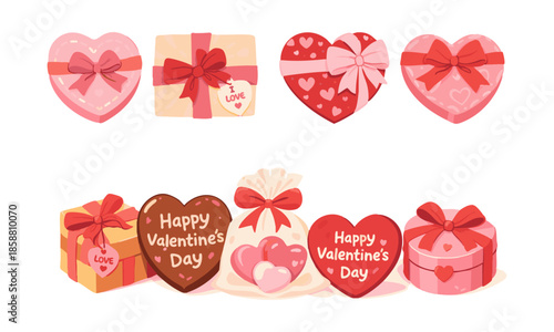 Modern Valentines Day Gift And Heart Illustration Flat Vector Style, easily editable. 
