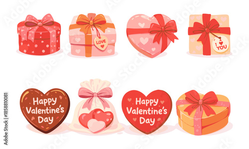 Cute Valentines Day Gift Illustration With Heart And Ribbon Vector Illustration , easily editable. 