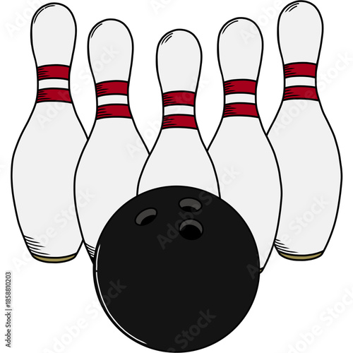 bowling ball and pins