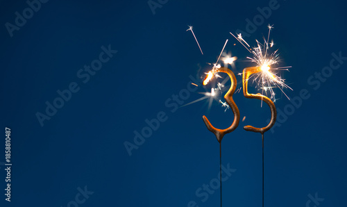 Wallpaper Mural 35 years anniversary celebration festive background made with Bengal fires in the form of number Thirty five Torontodigital.ca