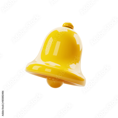 Yellow glossy 3D bell icon with a small knob on a black background notification