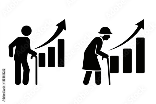 Aging population increasing life expectancy trend, senior growth