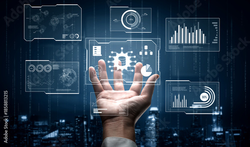 Quadro su tela Big data visualization dashboard showing analytics, insights, and performance