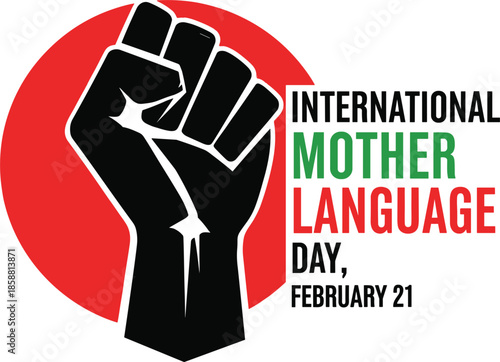 International Mother Language Day Clenched Fist Vector Illustration