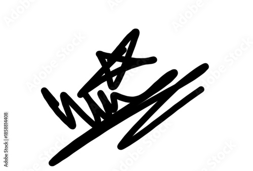 A black signature scribble on a white background