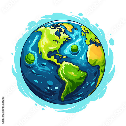 Earth Planet Design Logo Cartoon Illustration