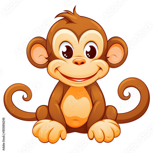 Monkey Educational English Word Card Illustration